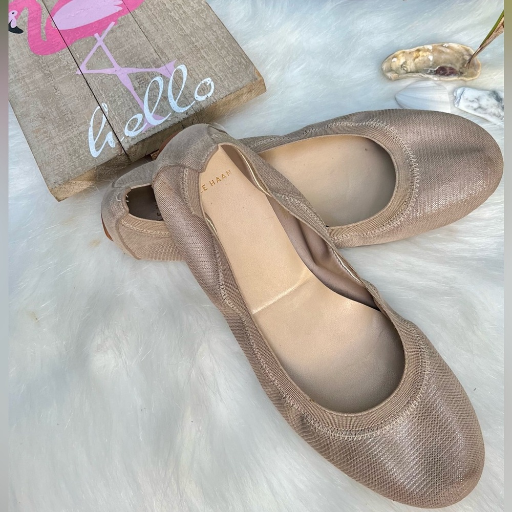 Cole Haan Gold Metallic Ballet Flats, Size 8, GUC